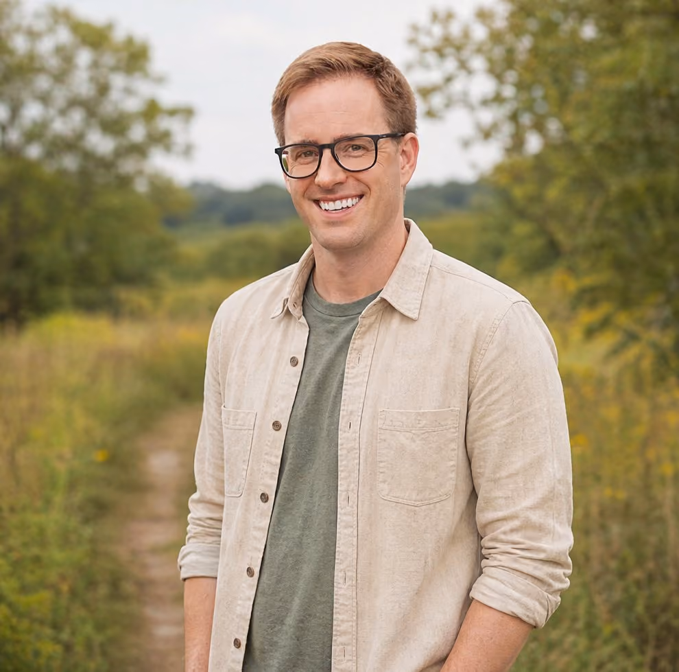 Blake, standing on a prairie trail